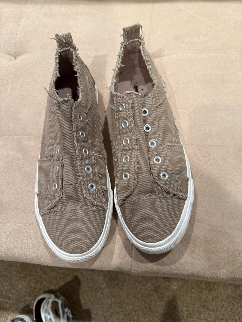 Corkys Frayed Slip-On Sneakers in Taupe